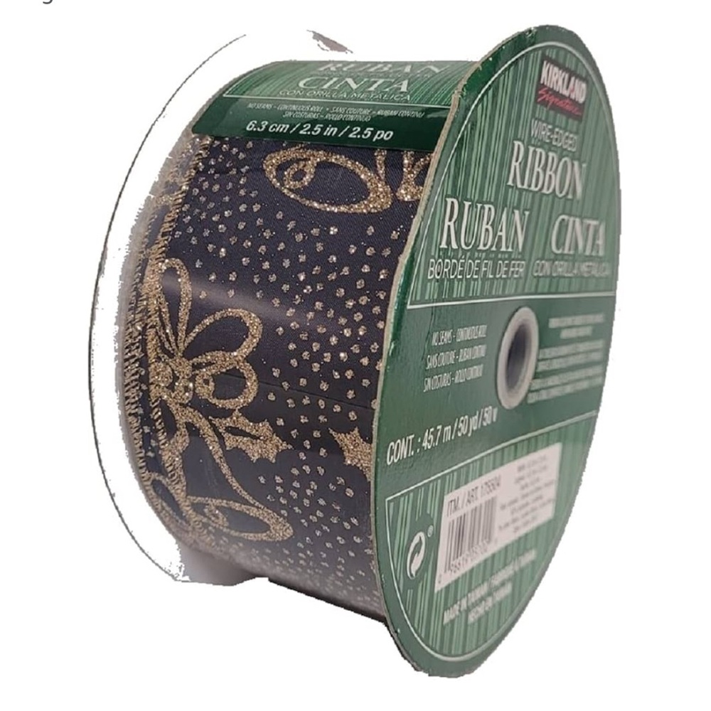 Kirkland Signature Navy and Gold Holiday Ribbon
